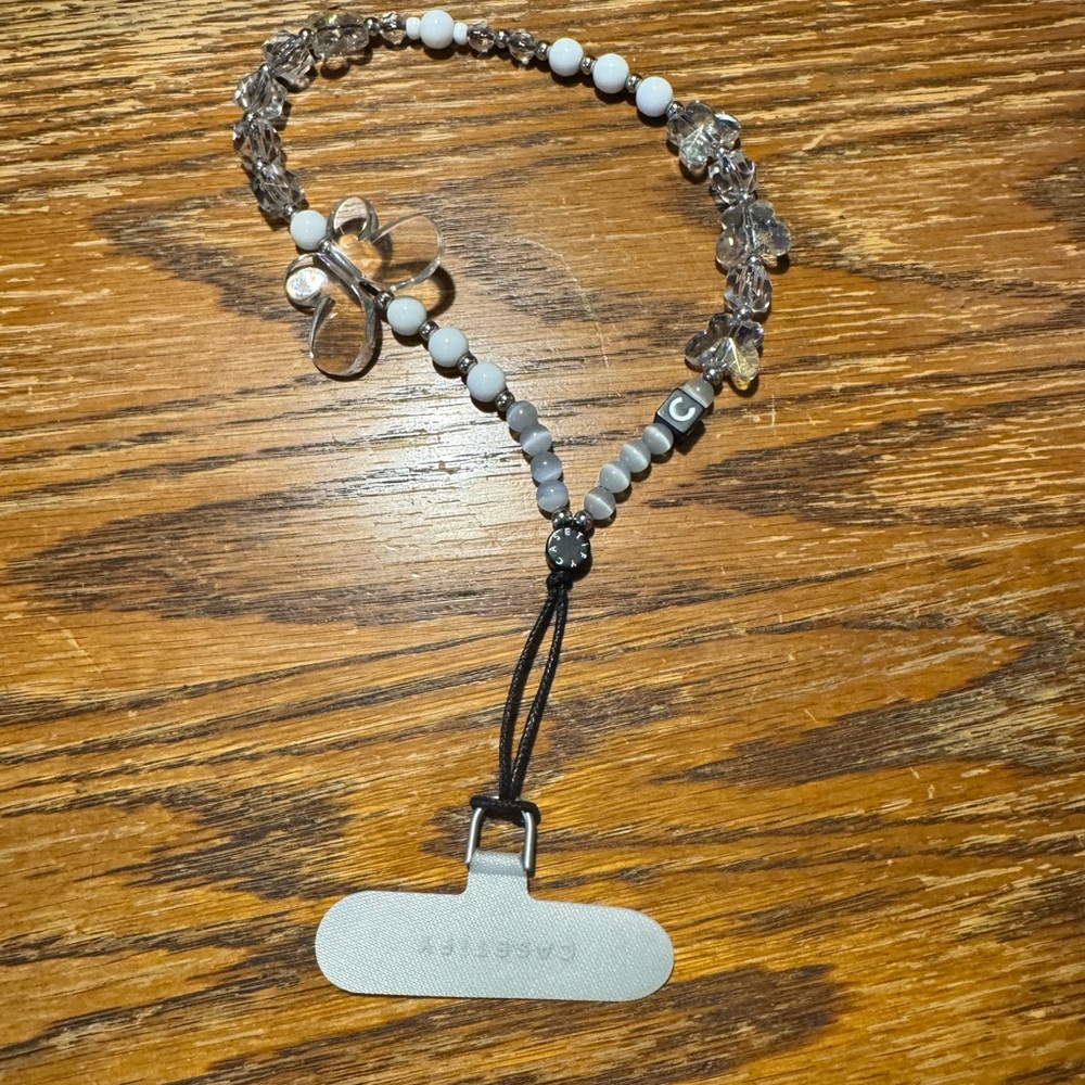 Case-Mate Beaded Phone wristlet with White and Silver Accents